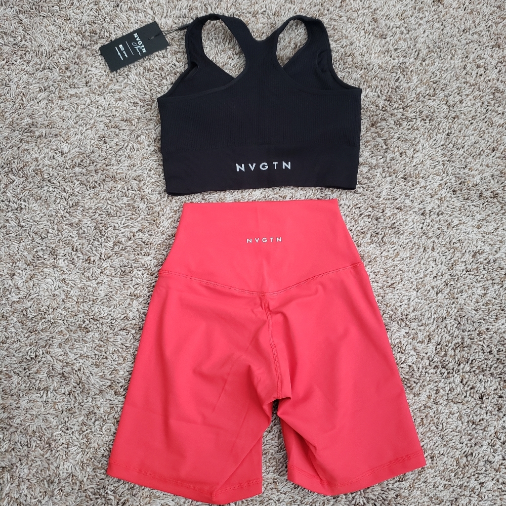 NVGTN Scarlet Signature 2.0 Shorts Small & Black Cinch Sports Bra Small